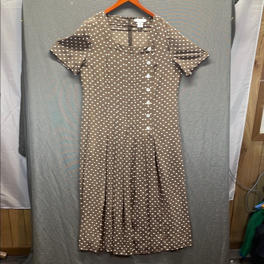 Spiegel Vintage Silk Tan Pleated Maxi Sundress